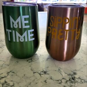 Wine Tumbler Double Wall Stainless Steel Vaccum 11oz Set of 2 Room Essentials